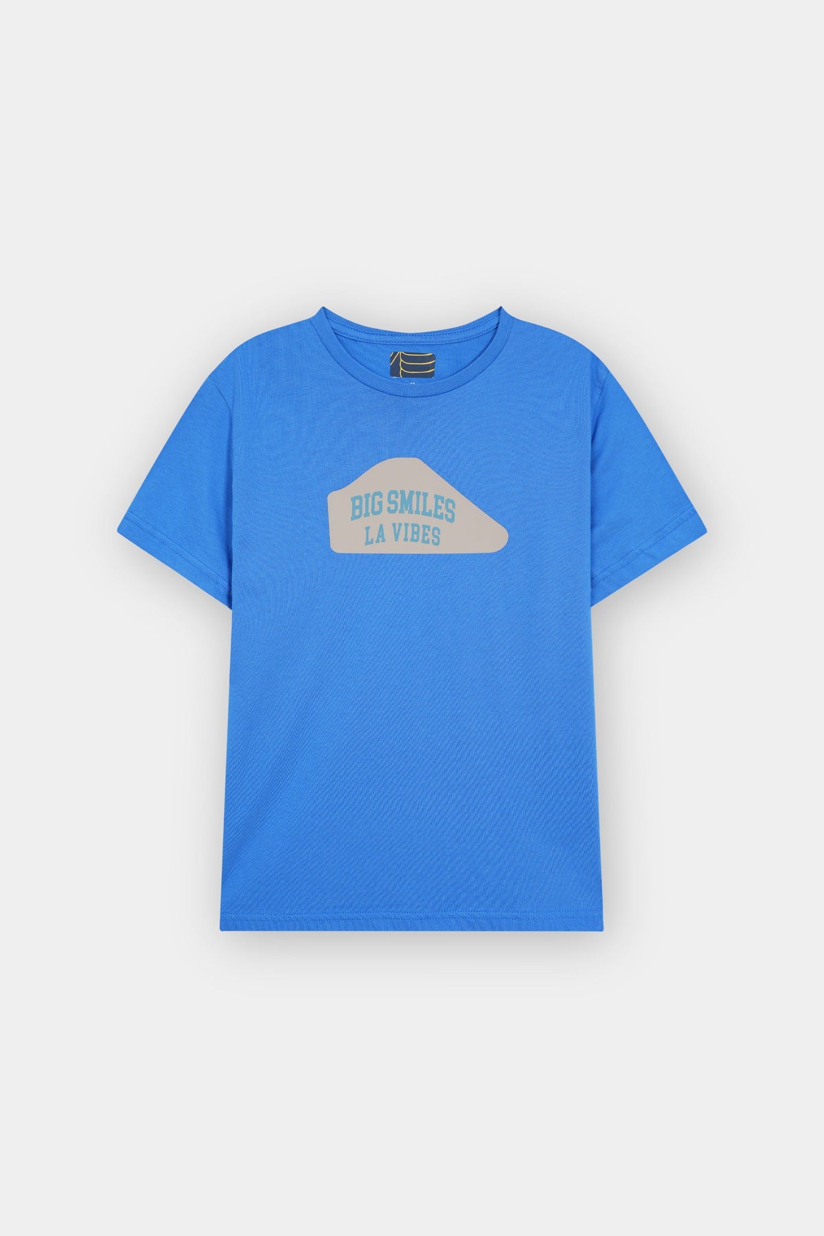 Sky Blue Graphic Tee with “Big Smiles LA Vibes” Print