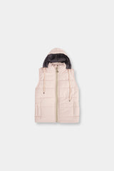 Girls Pink  Sleeveless Puffer Jacket