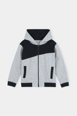 Stylish Two-Tone' Tracksuit Set: Grey and Black Hoodie with Matching Joggers