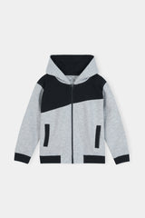 Stylish Two-Tone' Tracksuit Set: Grey and Black Hoodie with Matching Joggers