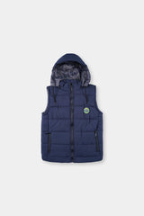 Men's Navy Sleeveless Hoodie Puffer Jacket