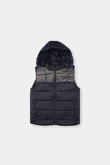 Men's Black And Brown Sleeveless Puffer Jacket