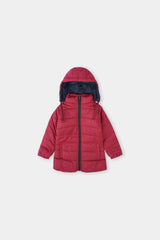 Girls Red Check Hoodie Puffer