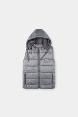 Men's Gray Sleeveless Hoodie Puffer Jacket