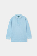 Classic Cotton Long Sleeve Polo – Sky Blue