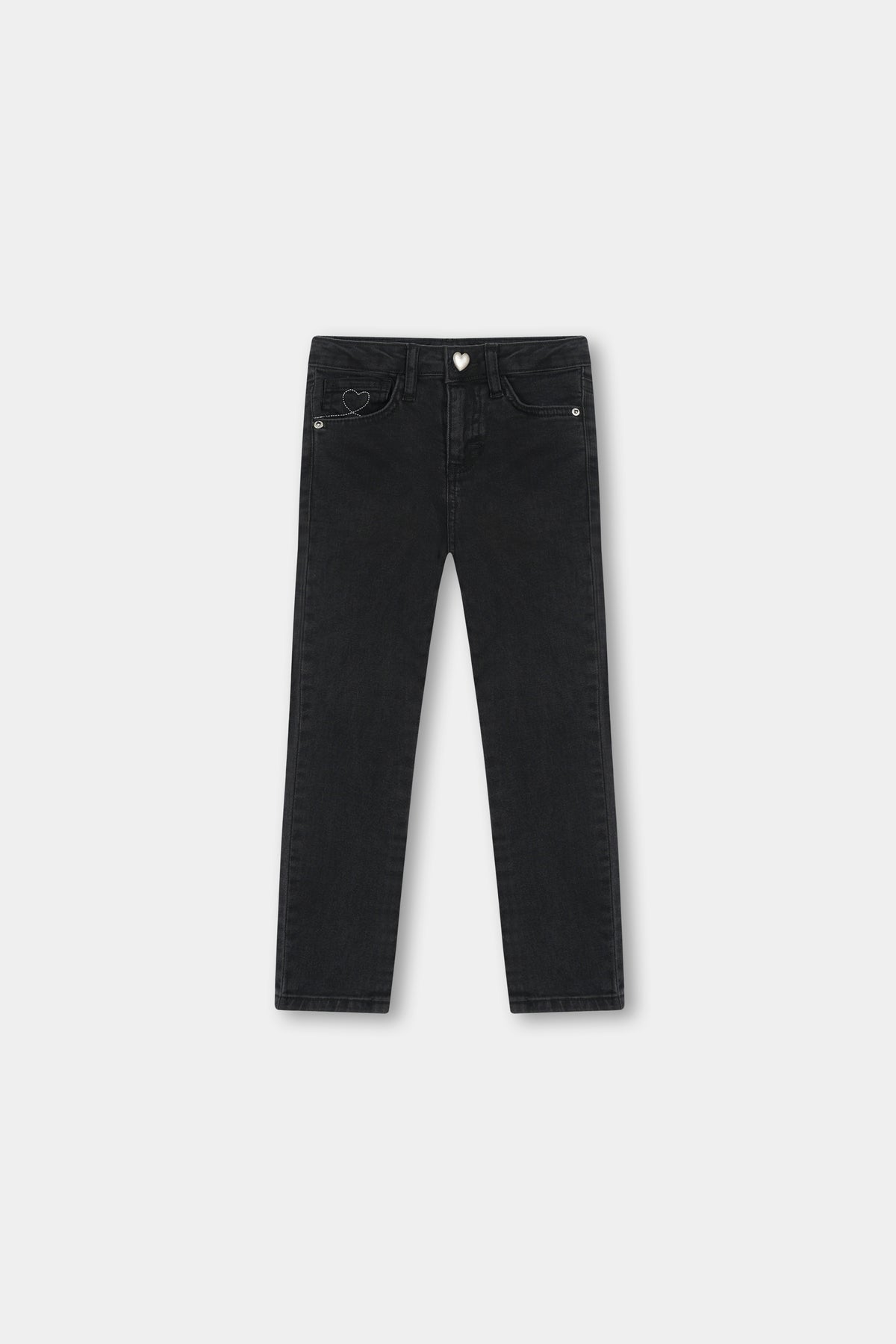 Heart Detail Black Skinny Jeans For Boys