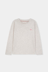 Casual Cotton-Blend Long Sleeve T-Shirt – Light Grey