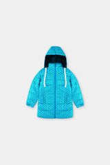 Girls Blue With White Dots Hoodie Puffer