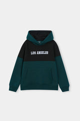 Los Angeles Colorblock Hoodie & Jogger Set – Teal & Black Drop Shoulder
