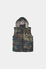 Men's Army Camouflage Sleeveless Puffer Jacket