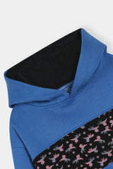 Blue Hoodie & Jogger Set with Printed Unicorn Band