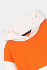 Bold & Bright  Colorblock Hoodie Set – Orange & White Drop Shoulder