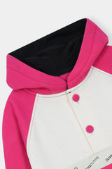 Bold Pink & White Colorblock Hoodie Set – Playful Street Style