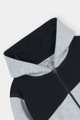 Stylish Two-Tone' Tracksuit Set: Grey and Black Hoodie with Matching Joggers