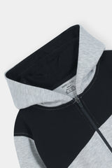 Stylish Two-Tone ' Tracksuit Set: Grey and Black Hoodie with Matching Joggers
