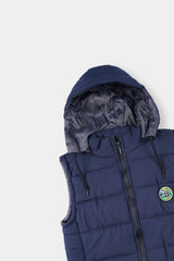 Men's Navy Sleeveless Hoodie Puffer Jacket