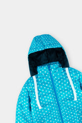 Girls Blue With White Dots Hoodie Puffer