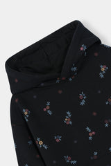 Cozy Floral Black Hoodie and Jogger Set