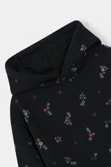 Cozy Floral Black Hoodie and Jogger Set