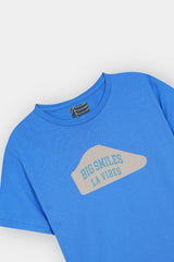 Sky Blue Graphic Tee with “Big Smiles LA Vibes” Print