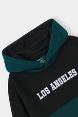 Los Angeles Colorblock Hoodie & Jogger Set – Teal & Black Drop Shoulder
