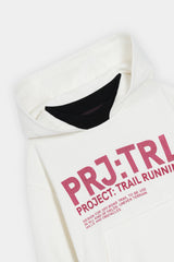 White Hoodie & Joggers Set – "PRJ:TRL Project: Trail Running" Graphic Tracksuit (unisex)