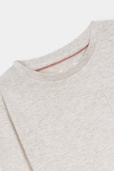 Casual Cotton-Blend Long Sleeve T-Shirt – Light Grey