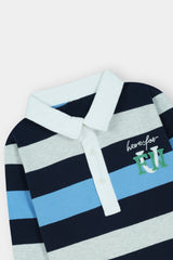 Here for Fun Striped Polo Tee