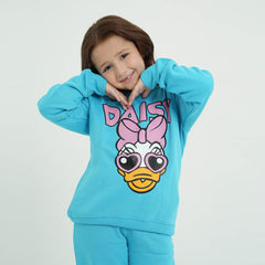 Girls Soft Cotton Daisy Duck Printed Fleece Tracksuit