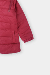 Girls Red Check Hoodie Puffer