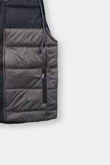 Men's Brown And Black Sleeveless Puffer Jacket