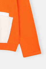 Bold & Bright  Colorblock Hoodie Set – Orange & White Drop Shoulder
