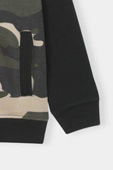 Boys Camo Zip-Up Tracksuit – Army Green & Black