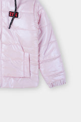 Glittery Pink Hoodie Puffer For Girls