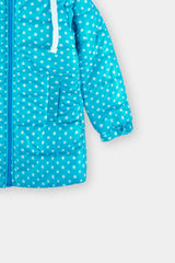 Girls Blue With White Dots Hoodie Puffer