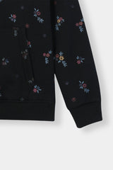 Cozy Floral Black Hoodie and Jogger Set