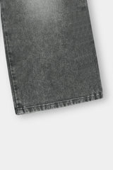 Faded Grey Wide-Leg Denim Jeans for Girls