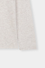 Casual Cotton-Blend Long Sleeve T-Shirt – Light Grey