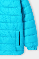 Blue Quilted Hooded Jacket