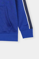 Blue and Navy Hooded Tracksuit Set with Zip-Up Jacket and Joggers