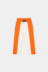 Bold & Bright  Colorblock Hoodie Set – Orange & White drop shoulder