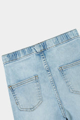 Soft Blue Wide-Leg Stretch Denim Jeans For Girls