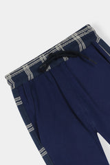 Boys Navy Grid Stripe Hoodie & Jogger Set