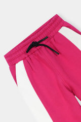 Bold Pink & White Colorblock Hoodie Set – Playful Street Style for girls