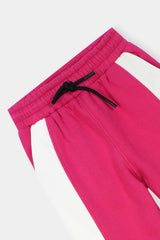 Bold Pink & White Colorblock Hoodie Set – Playful Street Style