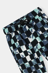 Stylish Black Hoodie and Jogger Set with Blue Checkered Accents For Boys