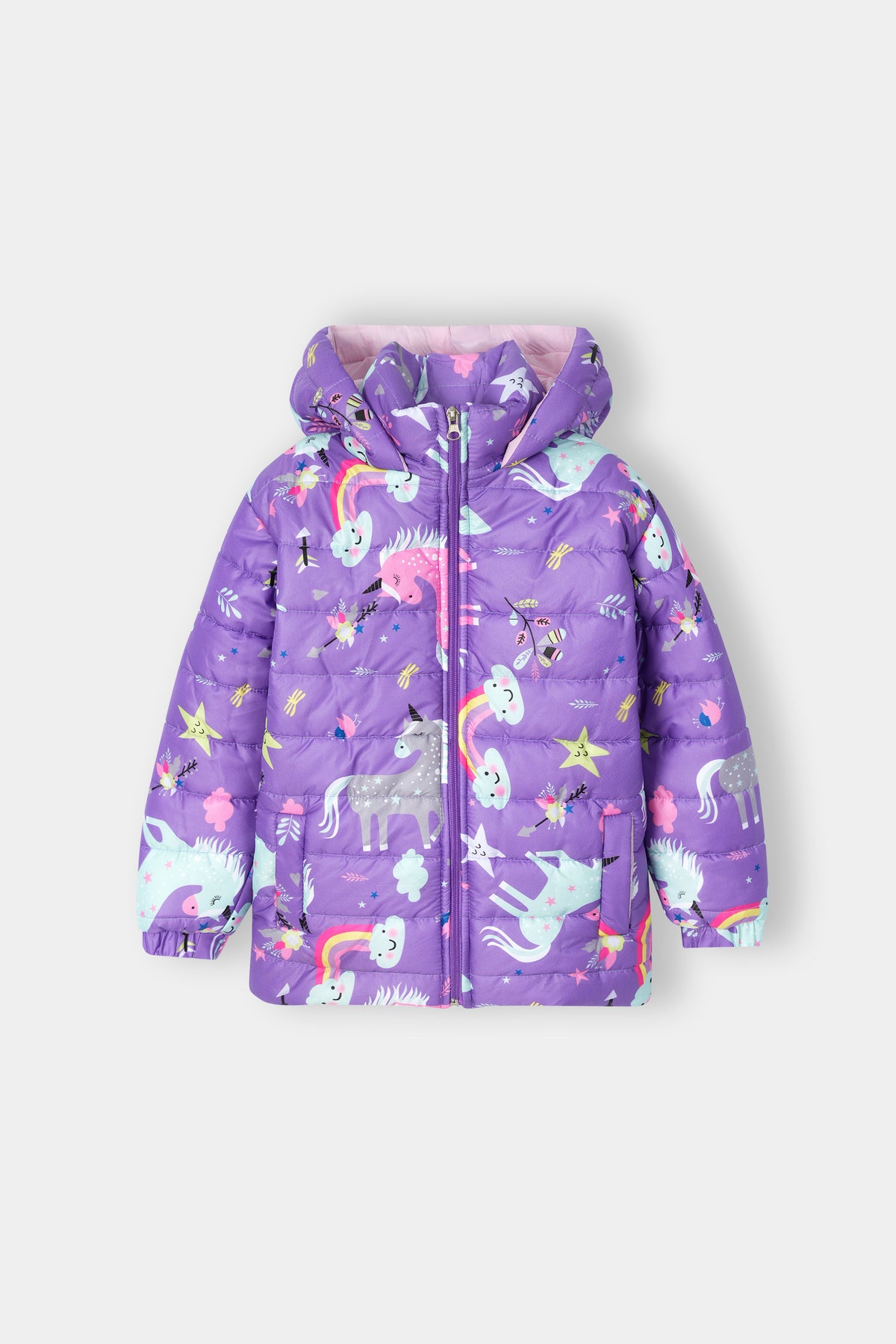Kids’ Unicorn Print Puffer Jacket
