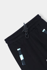 Stylish Black Hoodie and Jogger Set with Blue Checkered Accents For Boys