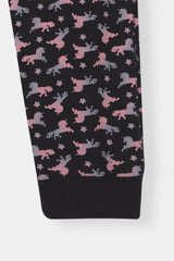 Boys Unicorn Print Hoodie & Joggers Set – Black & Pink