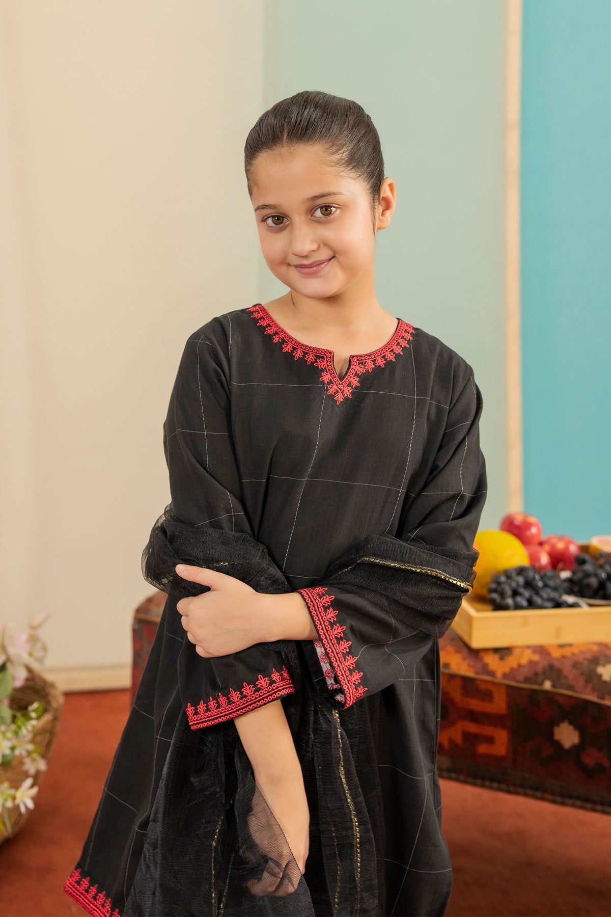 Rose Check Delight -Premium Zari check Cotton for winter